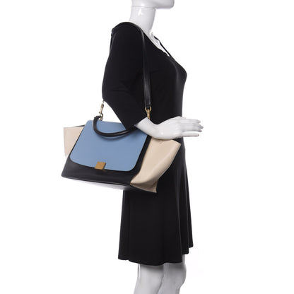 Celine Smooth Calfskin Medium Tri-Color Trapeze Blue Lavender 2 of 12
