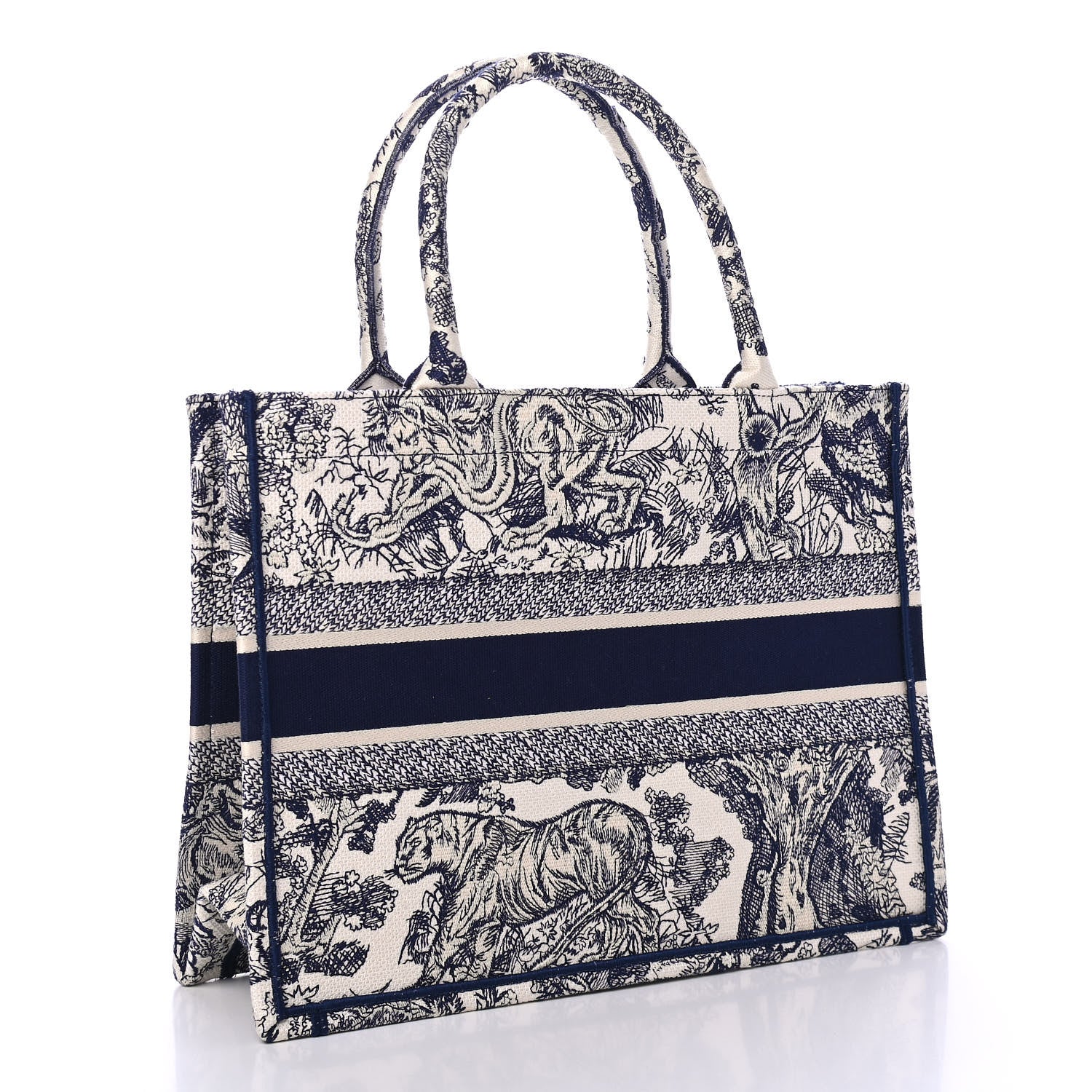 Christian Dior Canvas Embroidered Medium Dioriviera Toile De Jouy Book Tote Blue 2 of 4
