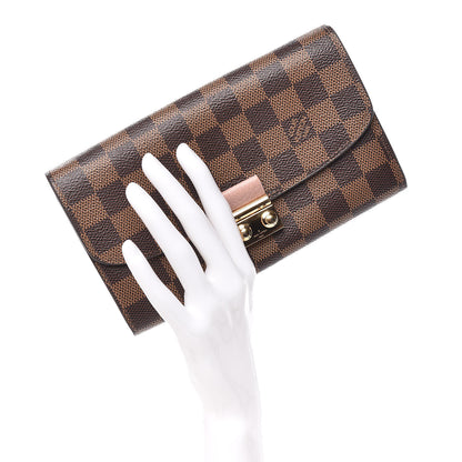 Louis Vuitton Damier Ebene Croisette Chain Wallet Rose Ballerine 2 of 8