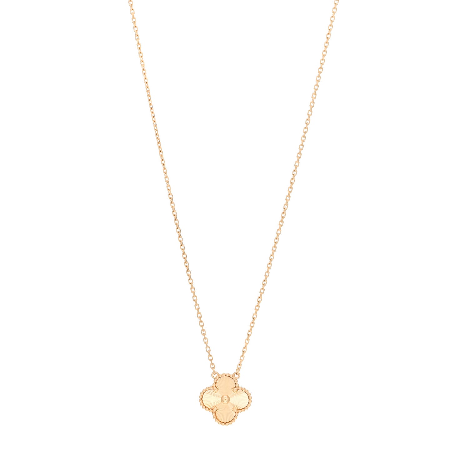 18K Yellow Gold Guilloche Vintage Alhambra Pendant Necklace