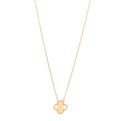 Van Cleef & Arpels 18K Yellow Gold Guilloche Vintage Alhambra Pendant Necklace 1 of 5