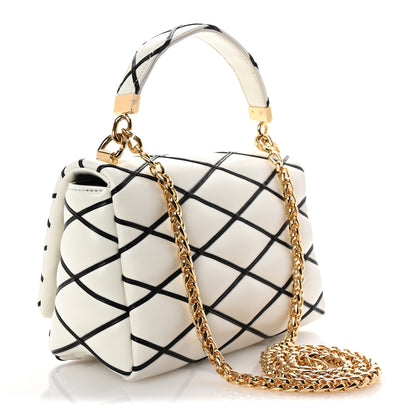 Louis Vuitton Lambskin Malletage Top Handle GO-14 MM White Black 3 of 9