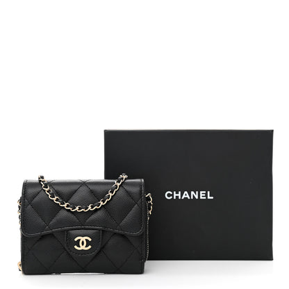 Chanel Caviar Quilted Flap Zip Card Holder On Chain Black 11 of 11