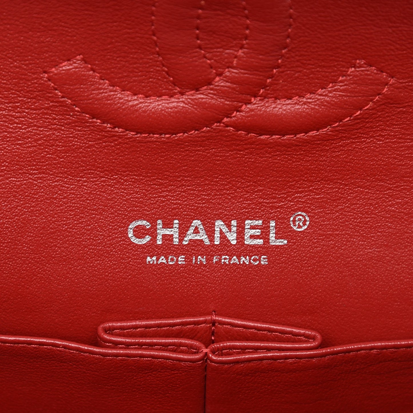 Patent Calfskin Quilted Medium Double Flap Dark Red