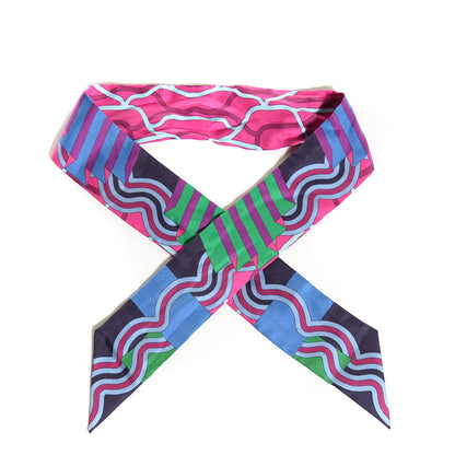 Hermes Silk Ballet Aquatique Twilly Marine Fuchsia Vert 1 of 5