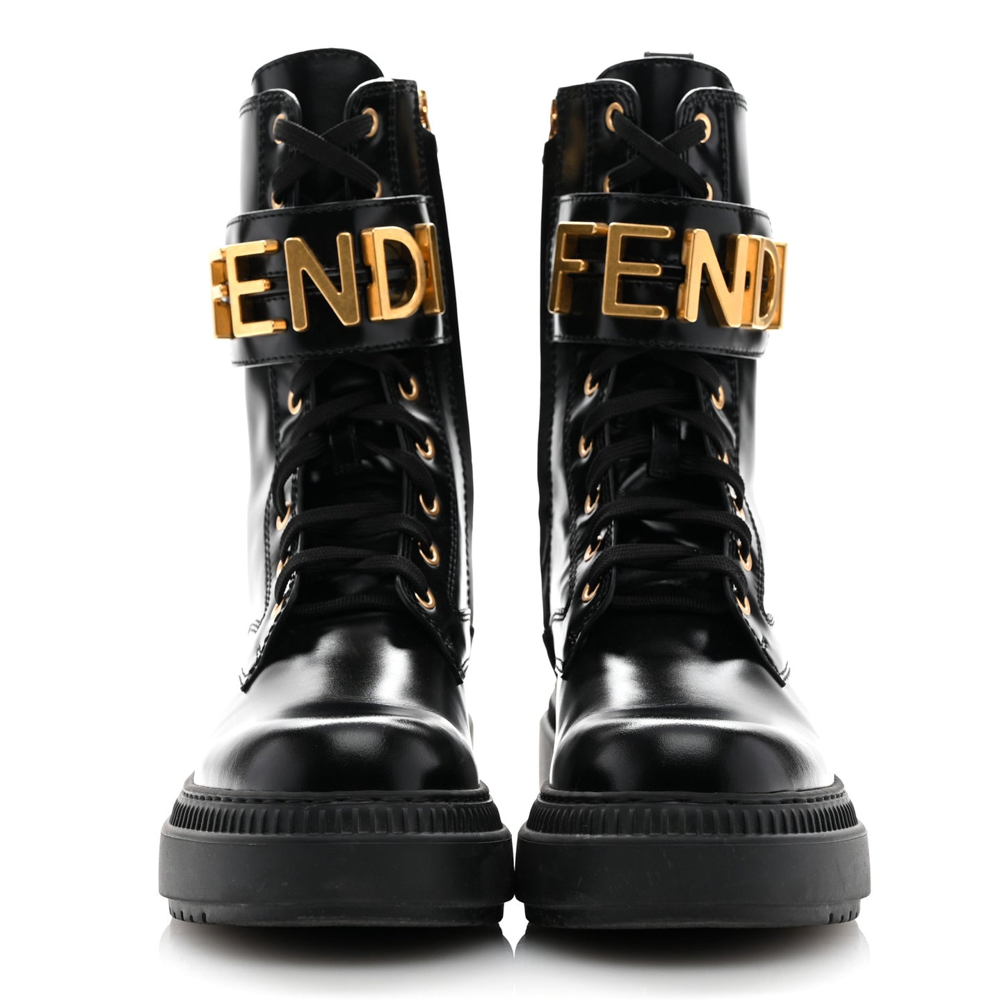 Vitello Abrasivato Fendigraphy 50mm Biker Boots 38 Black