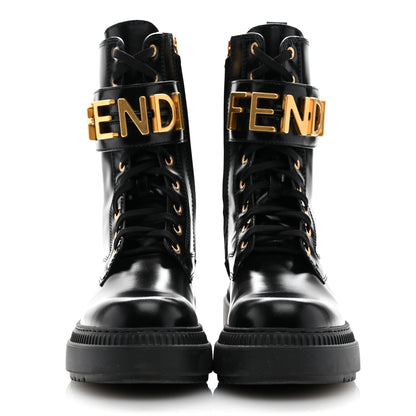 Fendi Vitello Abrasivato Fendigraphy 50mm Biker Boots 38 Black 3 of 9