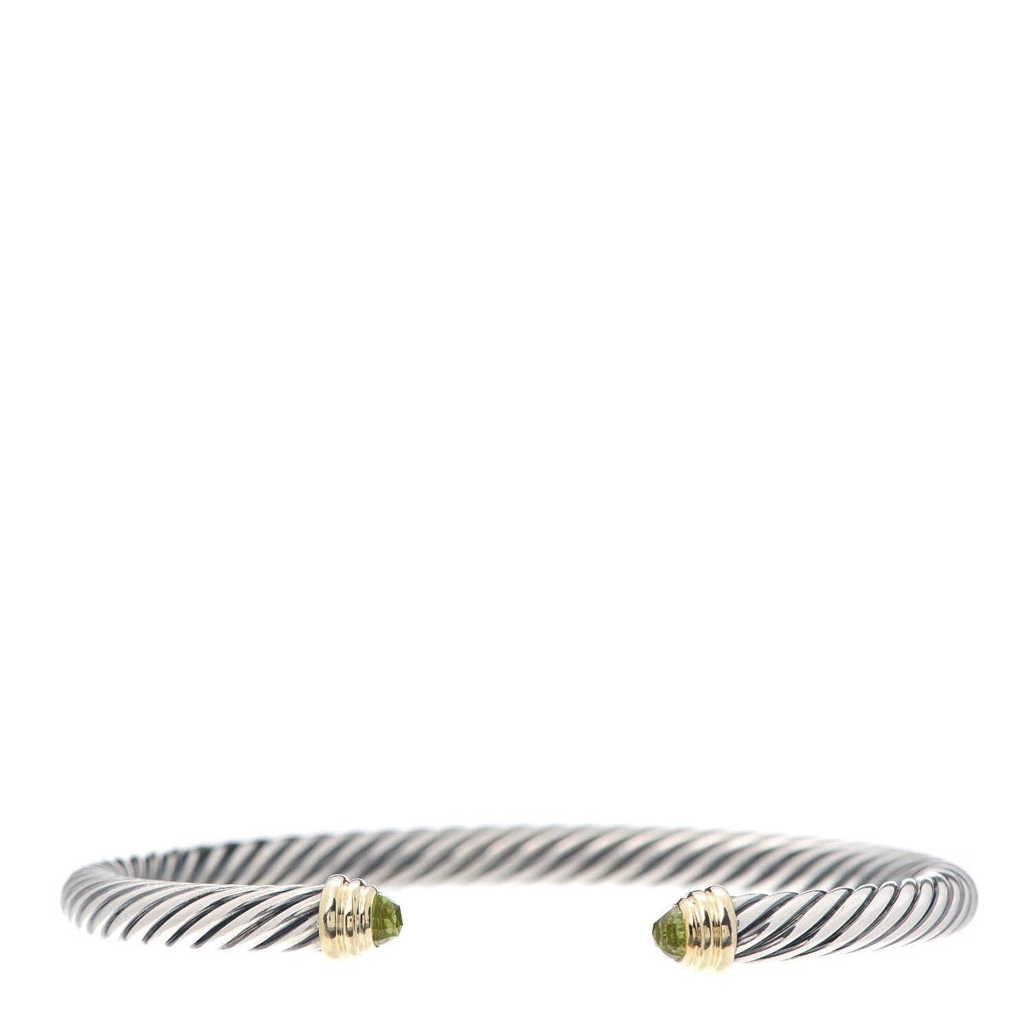 David Yurman Sterling Silver 14K Yellow Gold Peridot 5mm Cable Classics Petite Color Bracelet 1 of 4