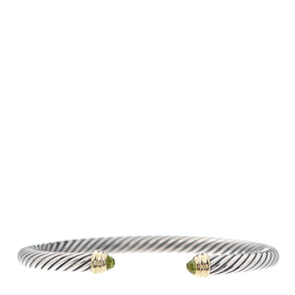 David Yurman Sterling Silver 14K Yellow Gold Peridot 5mm Cable Classics Petite Color Bracelet 1 of 4