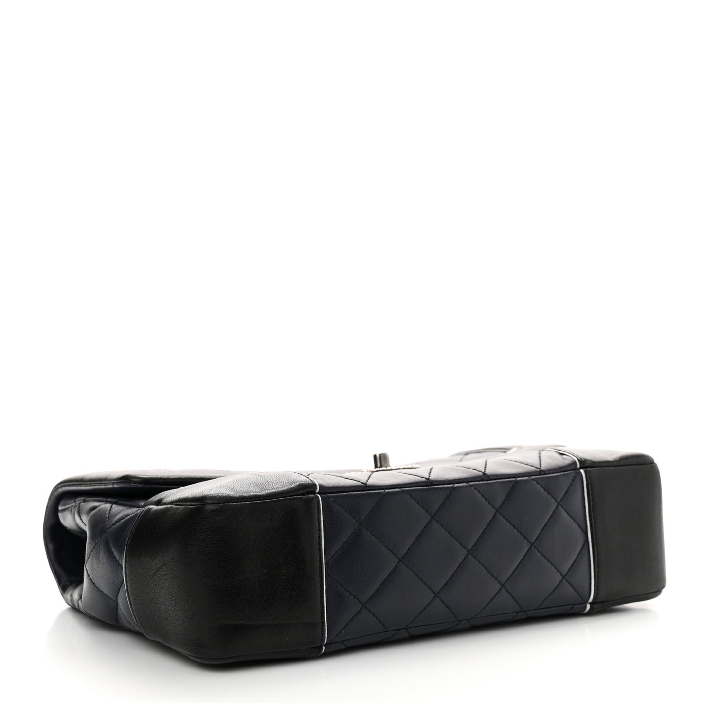 Calfskin Quilted Bi-Color Jumbo Flap Blue Black
