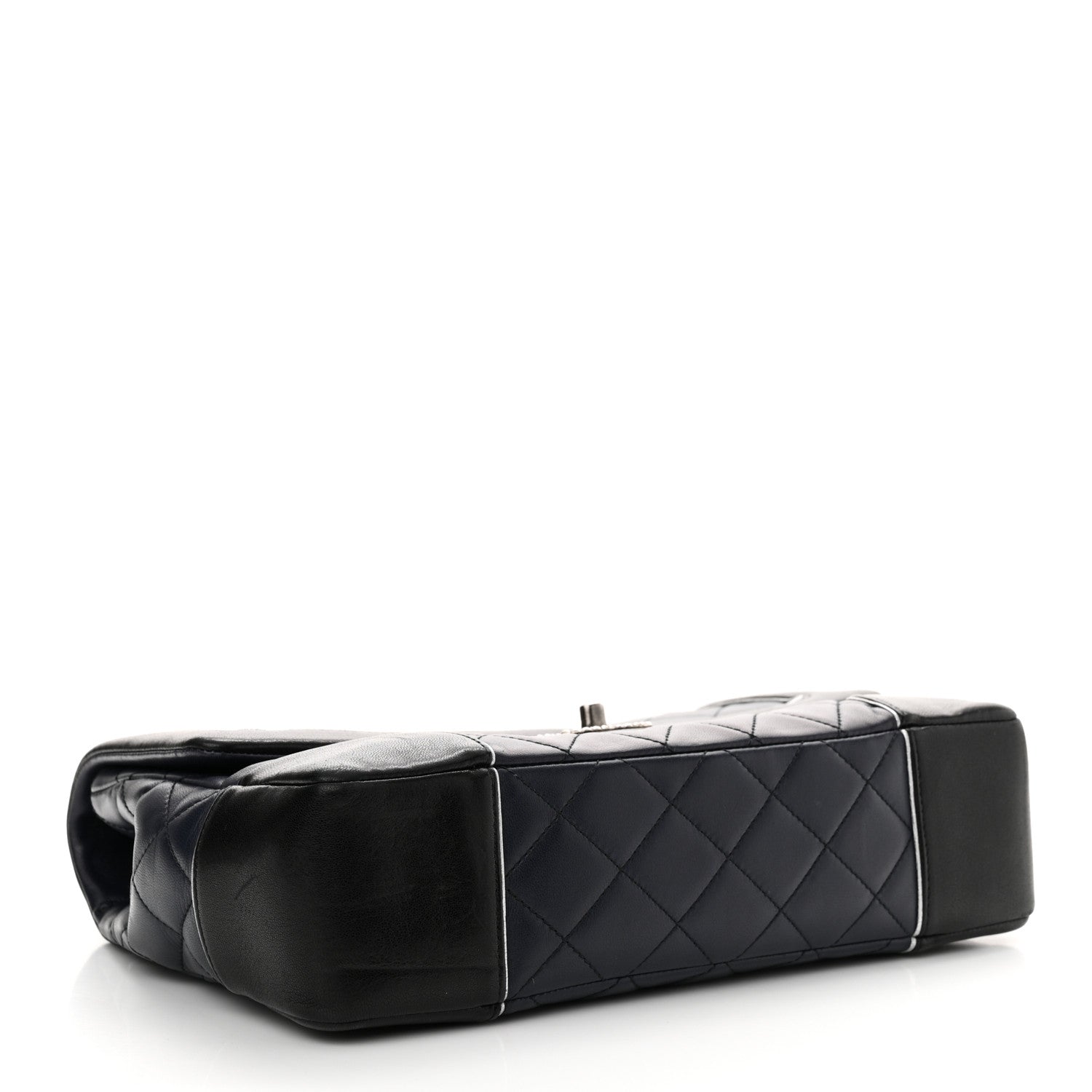 Chanel Calfskin Quilted Bi-Color Jumbo Flap Blue Black 4 of 15