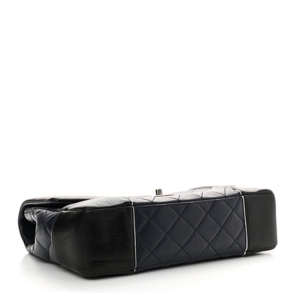Chanel Calfskin Quilted Bi-Color Jumbo Flap Blue Black 4 of 15