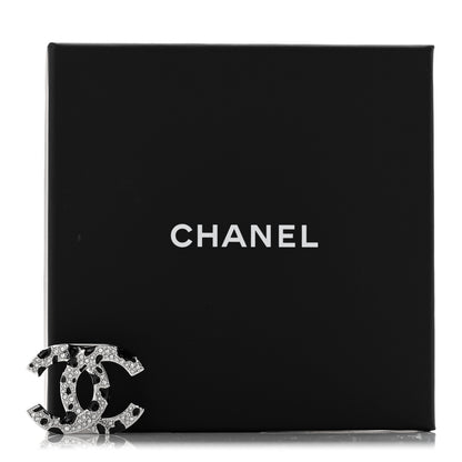 Chanel Metal Resin Strass Crystal CC Scarf Ring Silver Black 5 of 5