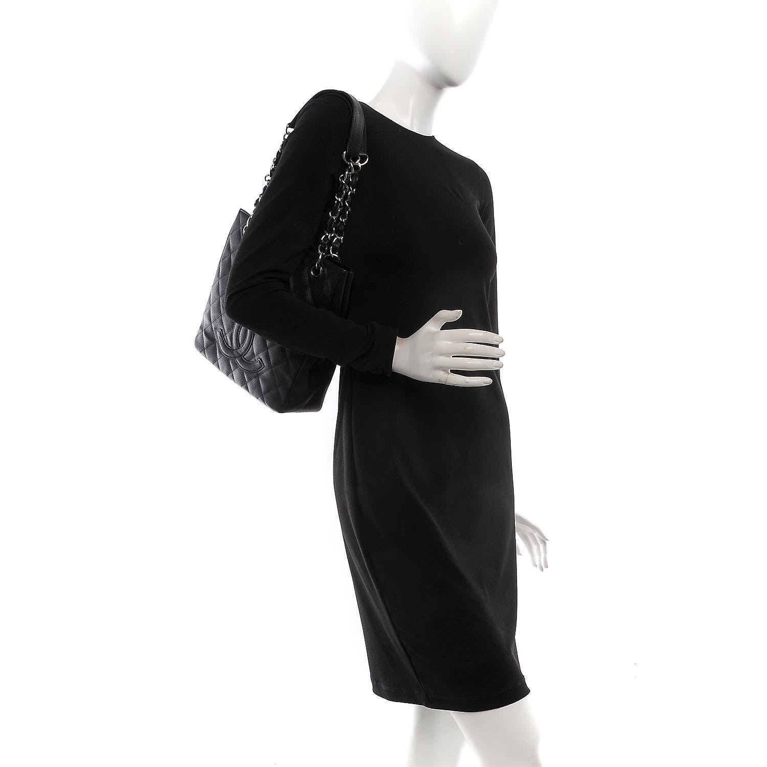 Chanel Caviar Quilted Petit Shopping Tote PST Black 2 of 7