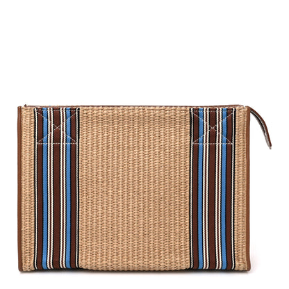 Loro Piana Cotton Raffia Suitcase Stripe Pouch Sky Blue Kummel 1 of 6