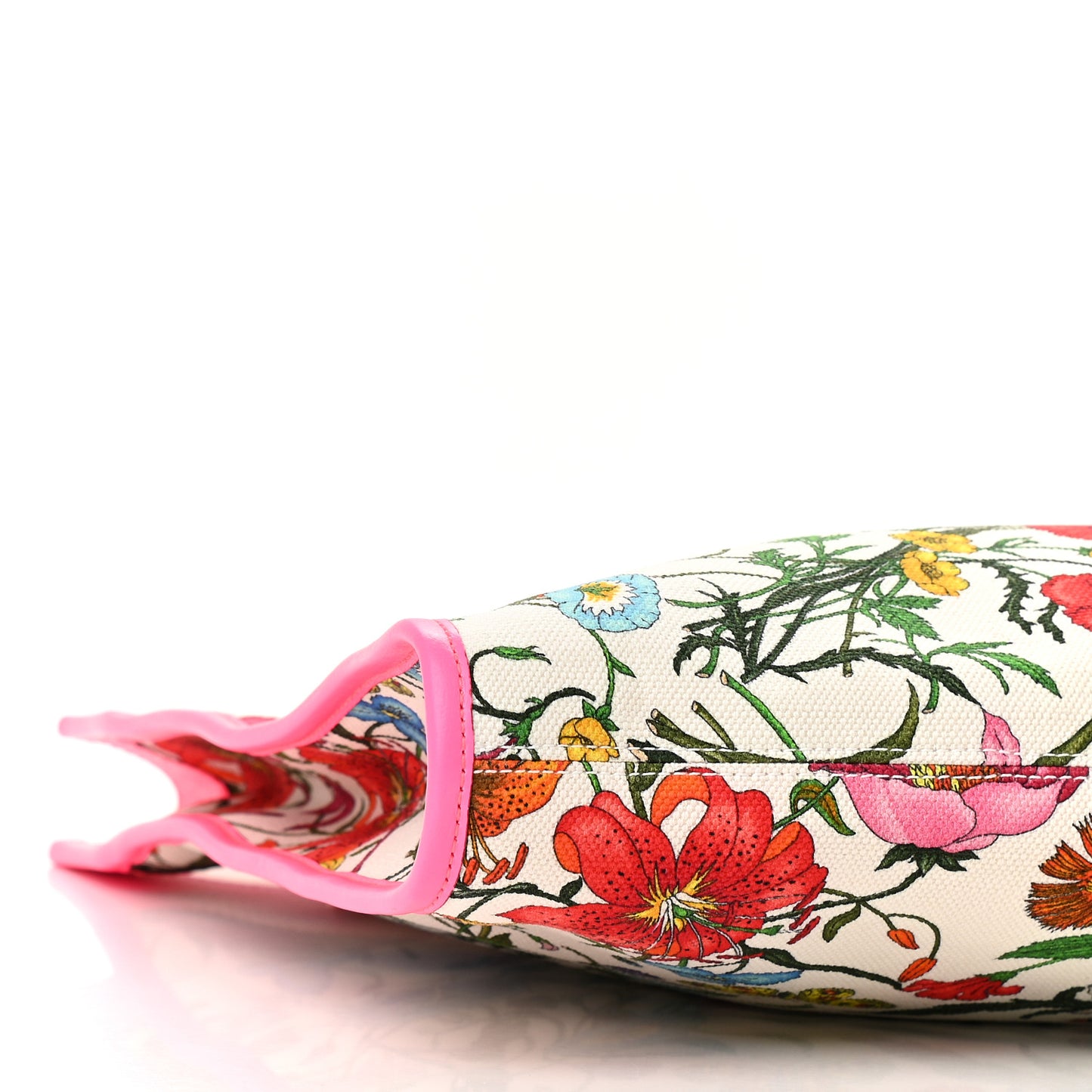 Canvas Flora Large Rajah Chain Tote White Multicolor Fuxia Fluo