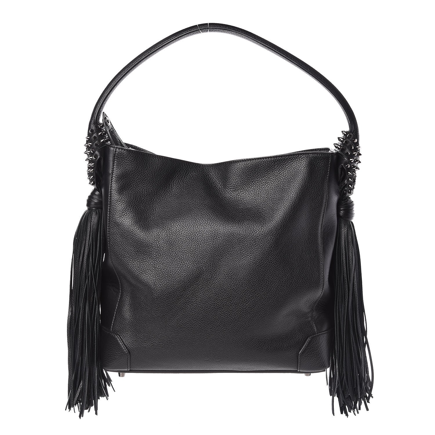 Christian Louboutin Empire Calf Spikes Fringe Eloise Hobo Black 1 of 9