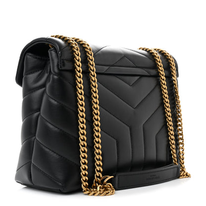 Saint Laurent Calfskin Y Quilted Monogram Small Loulou Chain Satchel Black 3 of 13