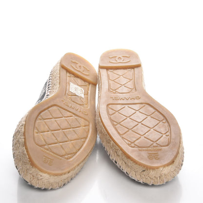 Chanel Lambskin Printed CC Espadrilles 38 Black White 5 of 9