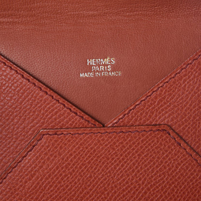 Hermes Epsom Medium Envelope Clutch Vermillion 6 of 6