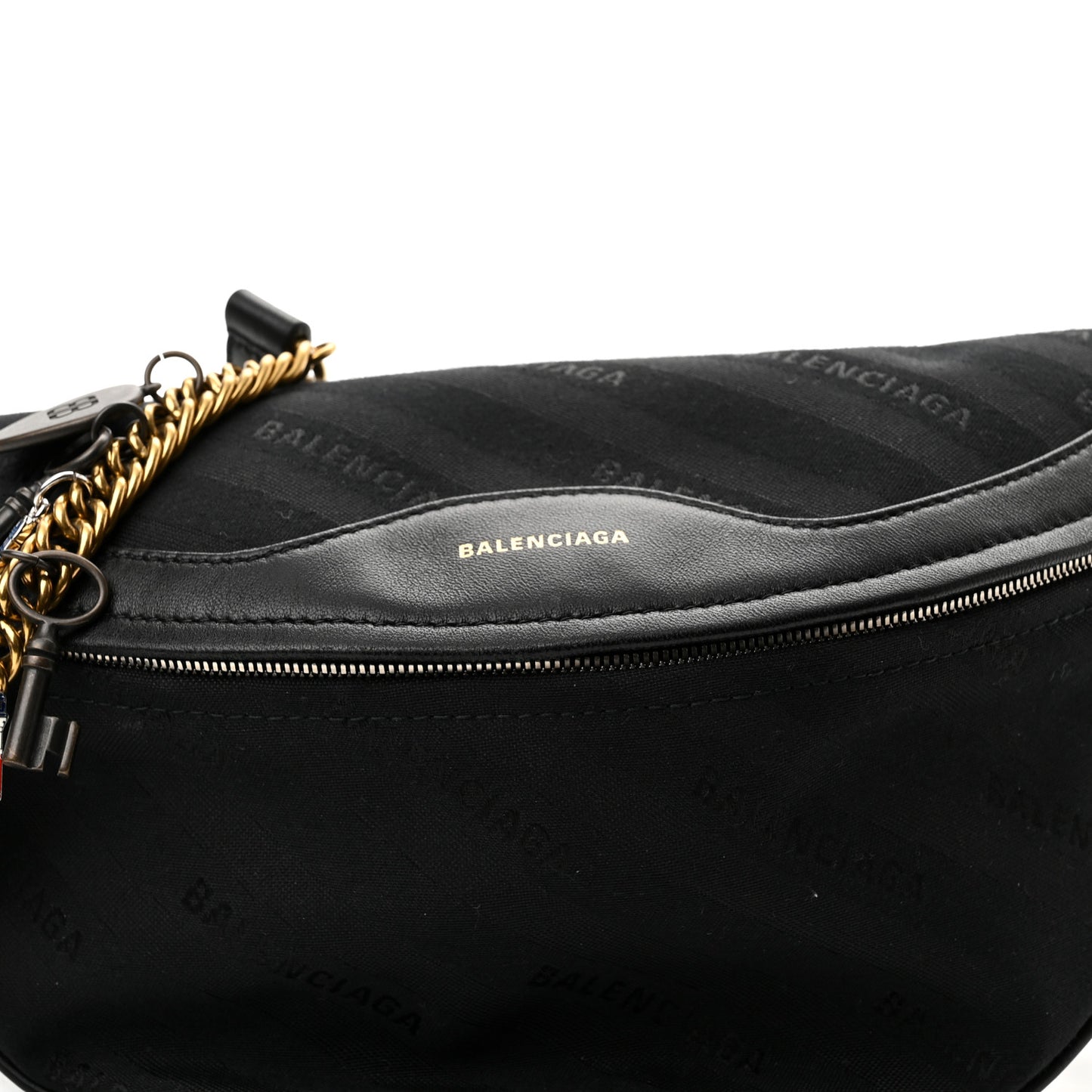 Canvas Jacquard Diagonal Allover Logo XS Souvenir Belt Bag Black