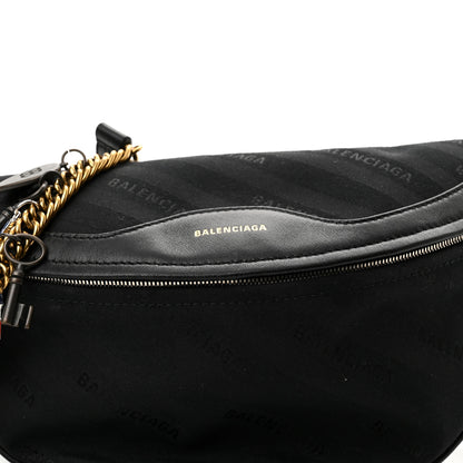 Balenciaga Canvas Jacquard Diagonal Allover Logo XS Souvenir Belt Bag Black 8 of 10