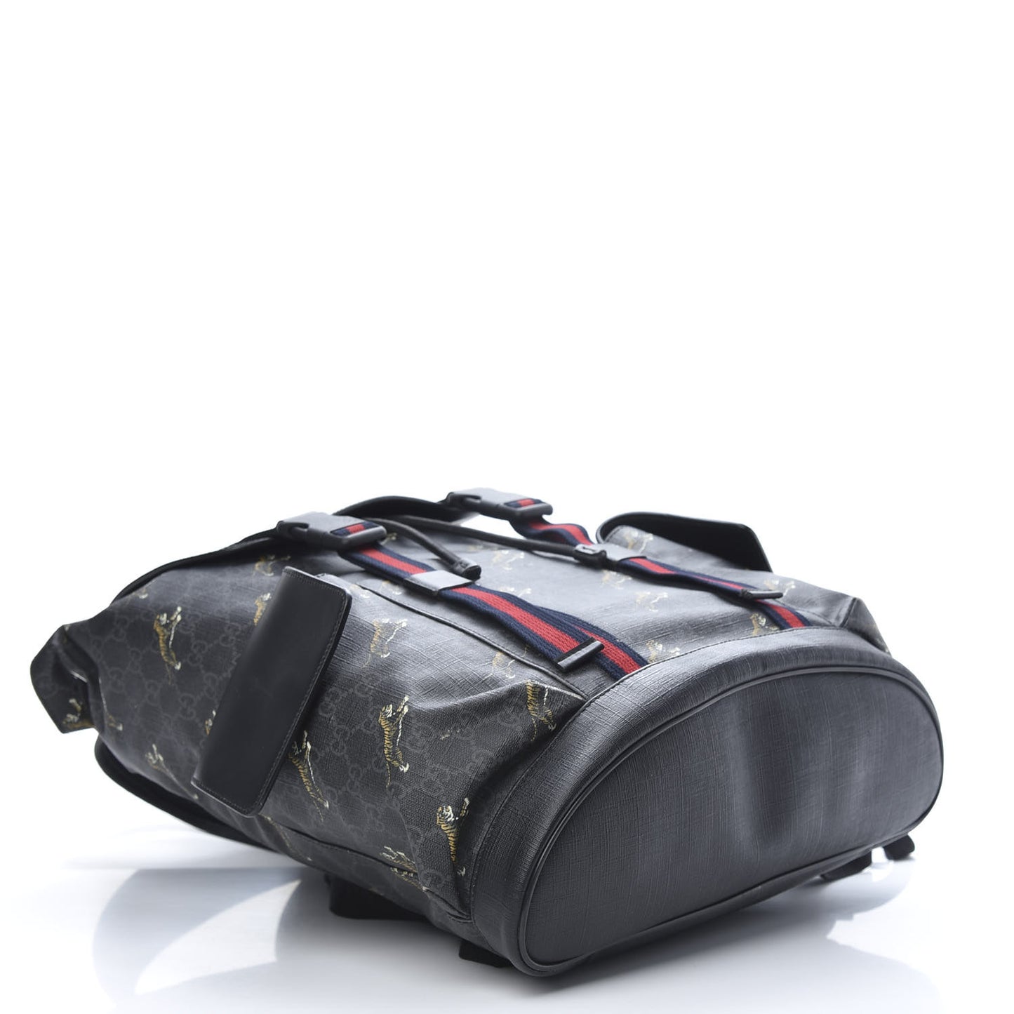 GG Supreme Monogram Tigers Double Buckle Backpack Black Multicolor