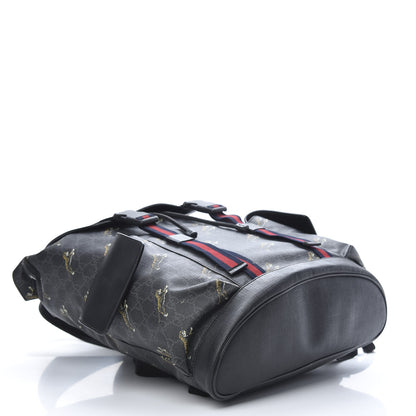 Gucci GG Supreme Monogram Tigers Double Buckle Backpack Black Multicolor 3 of 20
