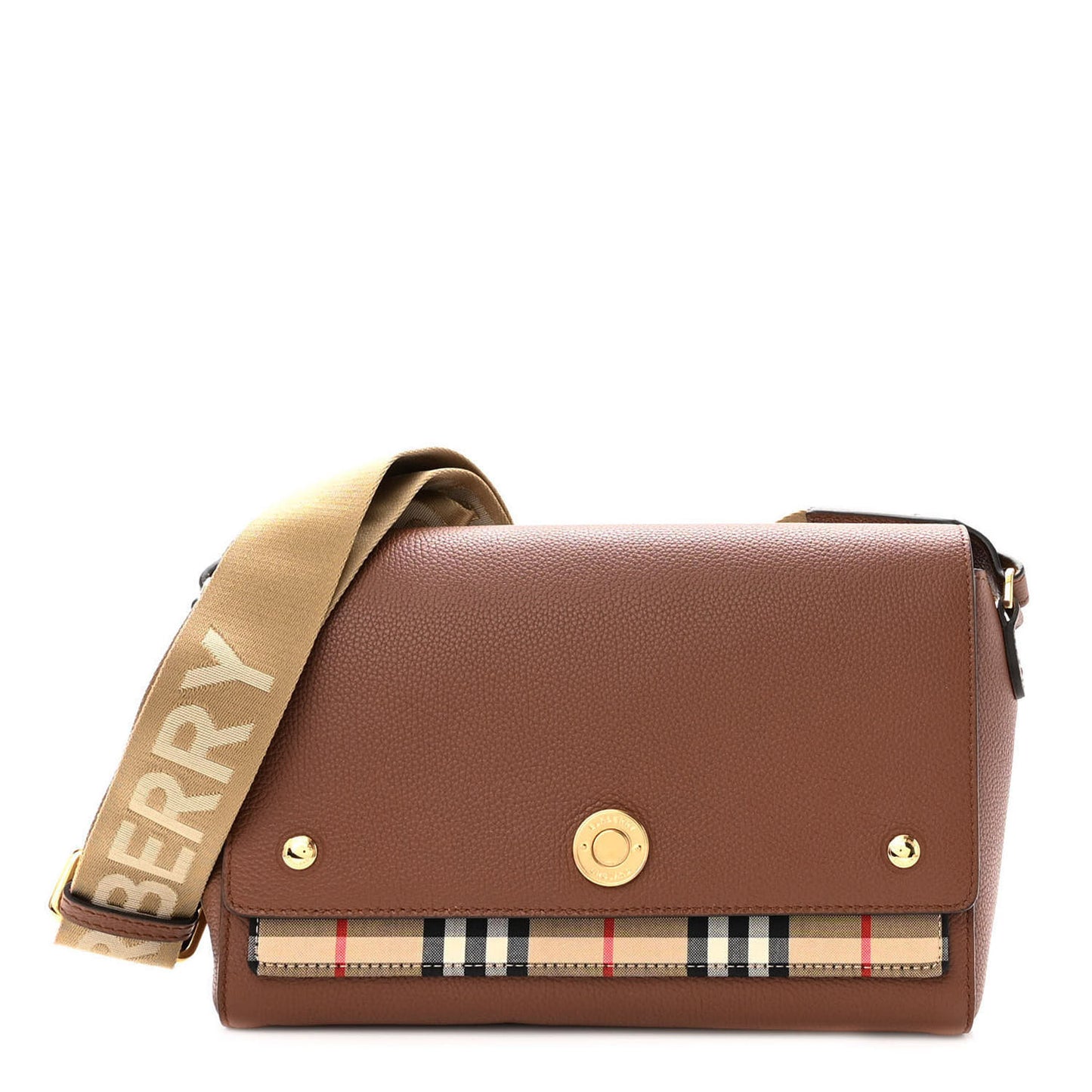 Calfskin Vintage Check Note Crossbody Bag Tan