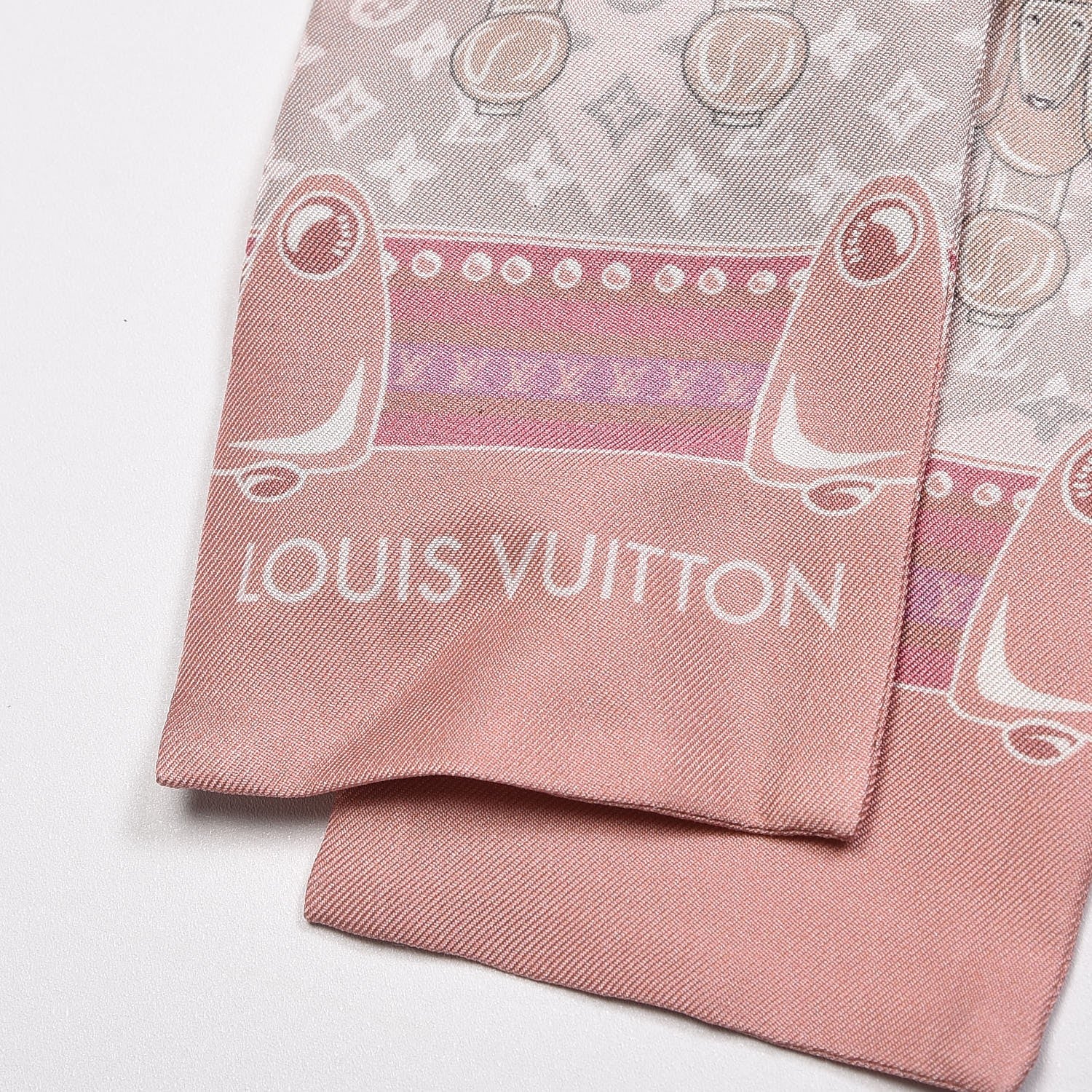 Louis Vuitton Silk Monogram Poodle Animalle Bandeau Light Pink 3 of 5