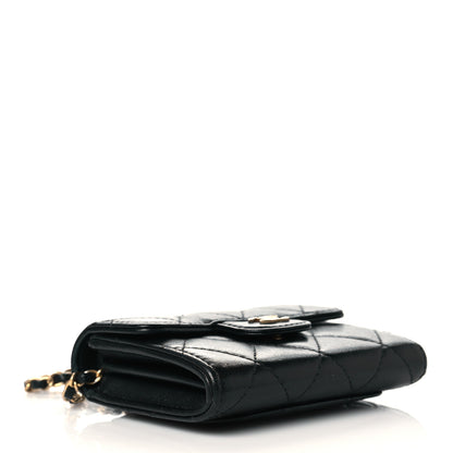 Chanel Lambskin Quilted Flap Card Holder On Chain Black 4 of 11