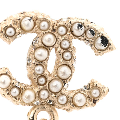 Chanel Crystal Pearl CC Drop Earrings Gold 5 of 6