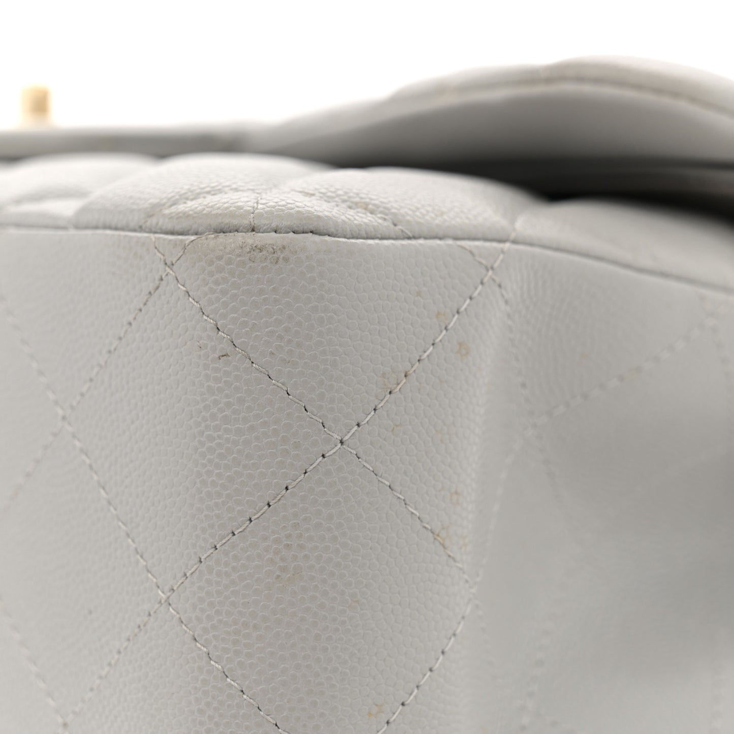 Caviar Quilted Jumbo Double Flap Grey