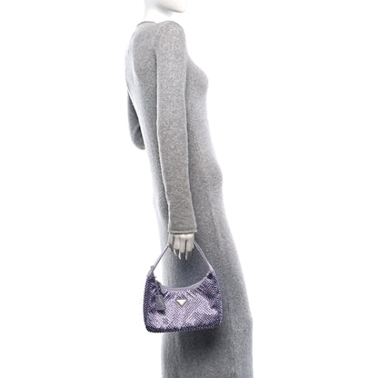 Prada Satin Crystal Mini Re-Edition 2000 Bag Glicine 2 of 10