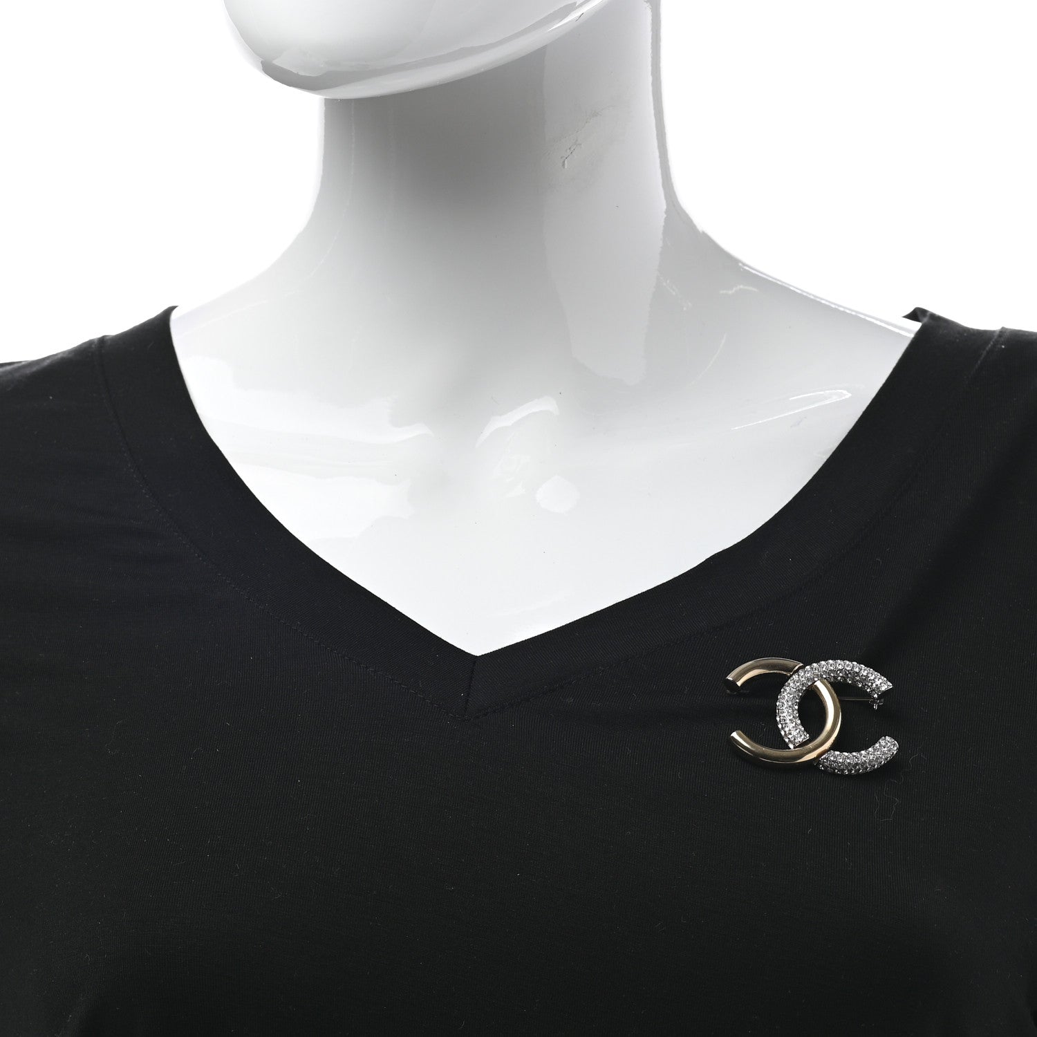 Chanel Crystal CC Brooch Light Gold 2 of 5