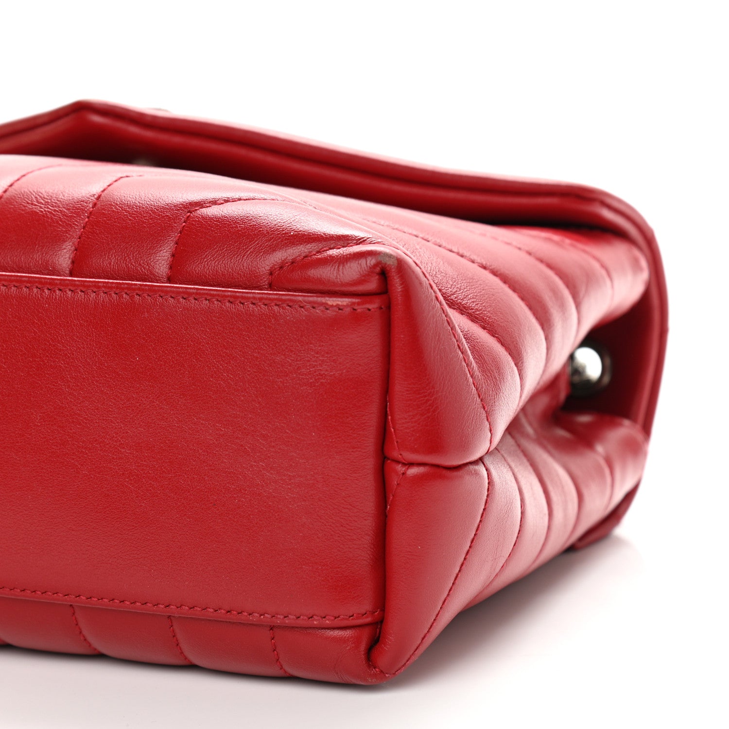 Saint Laurent Calfskin Y Quilted Monogram Small Loulou Chain Satchel Lipstick Red 9 of 11