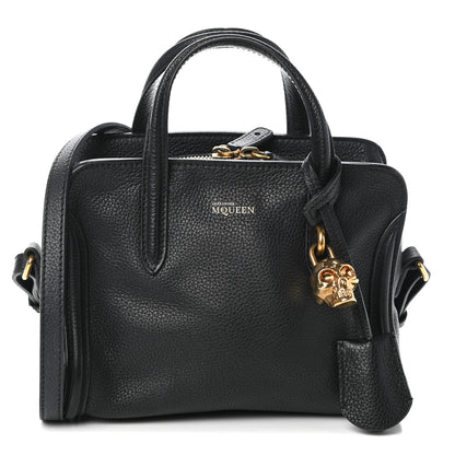 Alexander McQueen Pebbled Calfskin Mini Skull Padlock Zip Around Tote Black 1 of 9