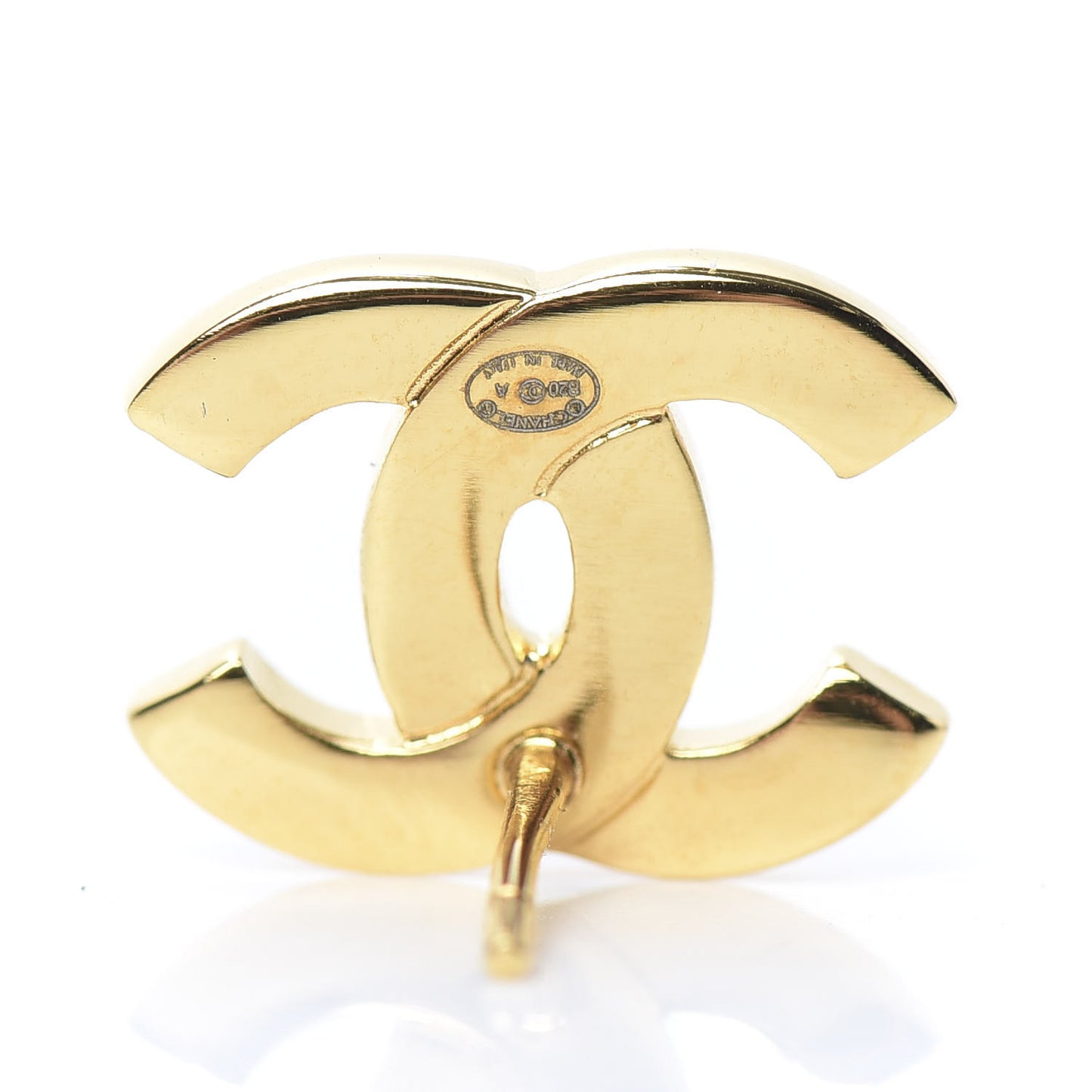Metal CC Paris Button Stud Earrings Gold