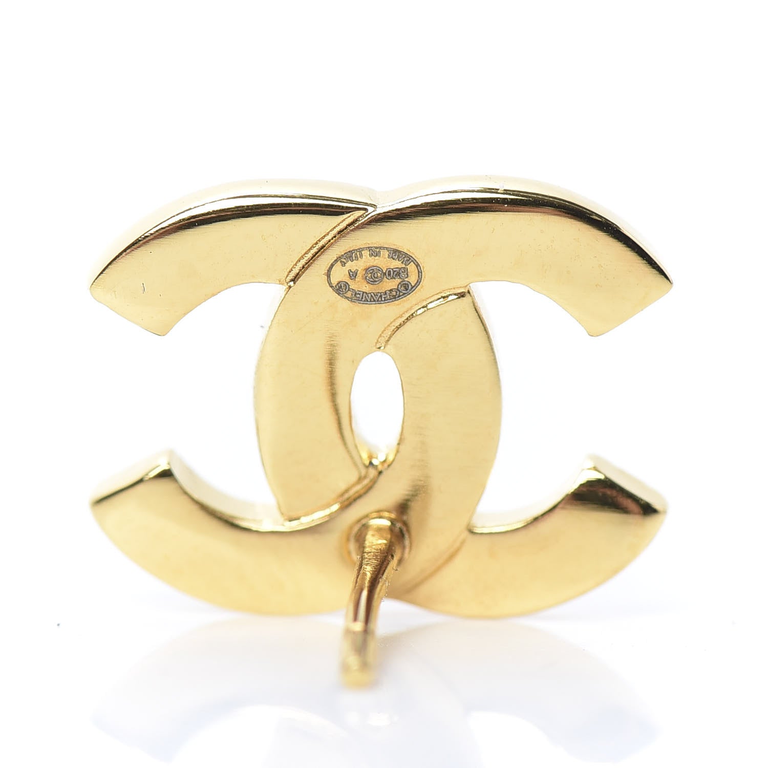 Chanel Metal CC Paris Button Stud Earrings Gold 4 of 6