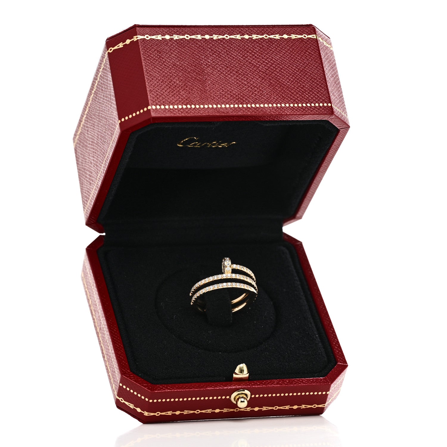 Cartier 18K Yellow Gold Diamond Double Juste Un Clou Paved Ring 55 7.25 6 of 6