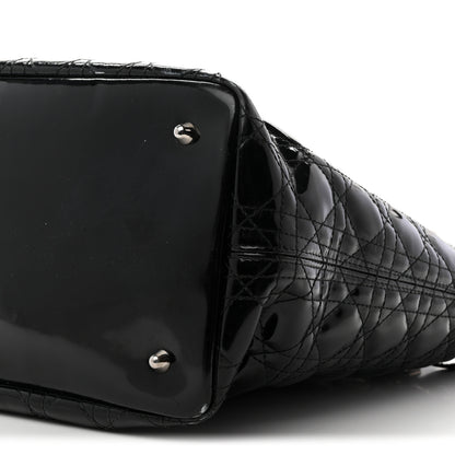 Christian Dior Patent Cannage Medium Panarea Tote Black 10 of 11