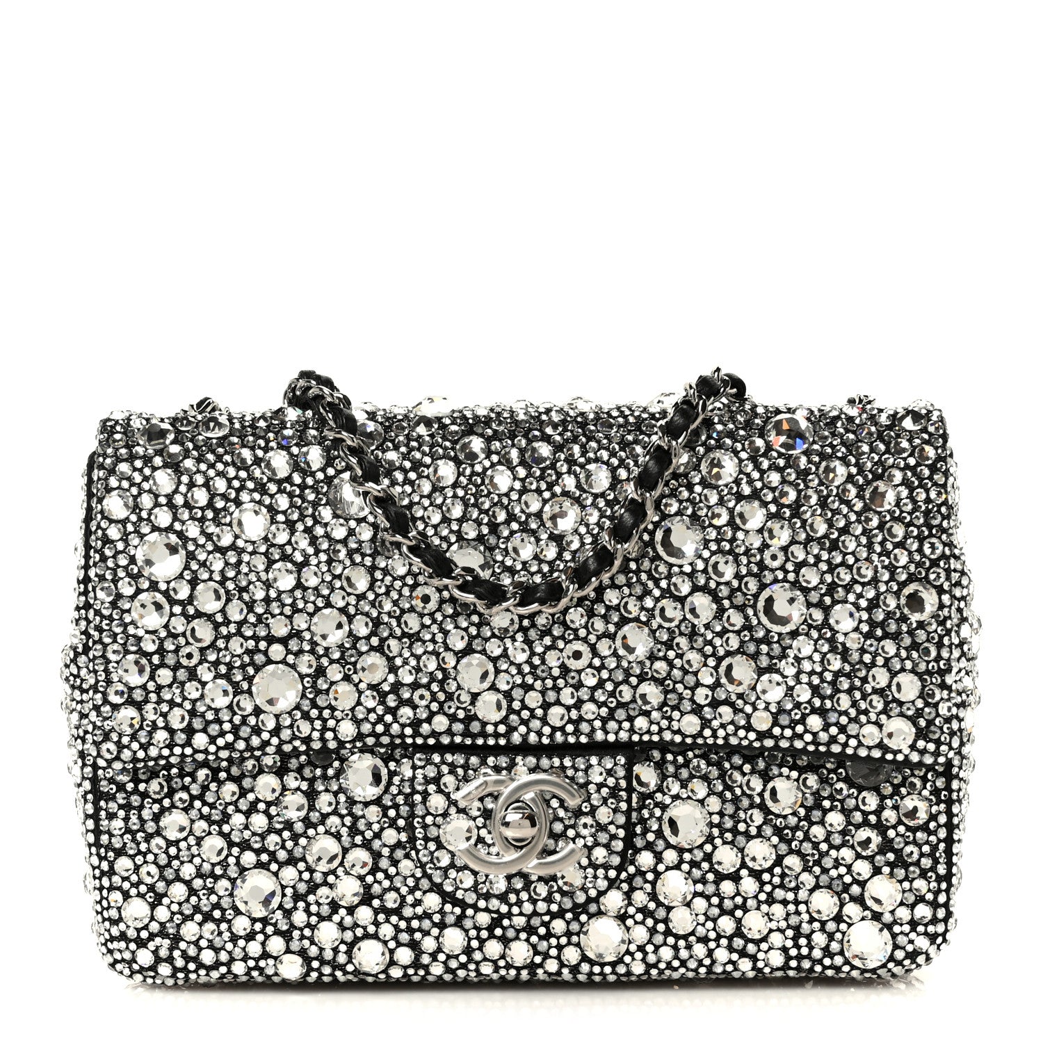 Chanel Satin Strass Mini Flap Silvery Black 1 of 12
