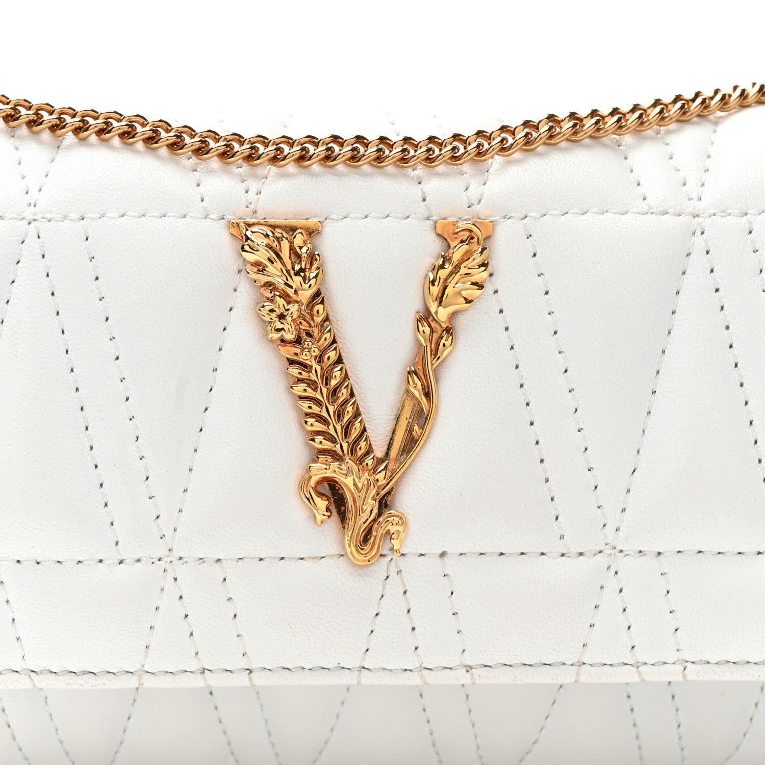 Versace Nappa Quilted Virtus Evening Bag White 7 of 9