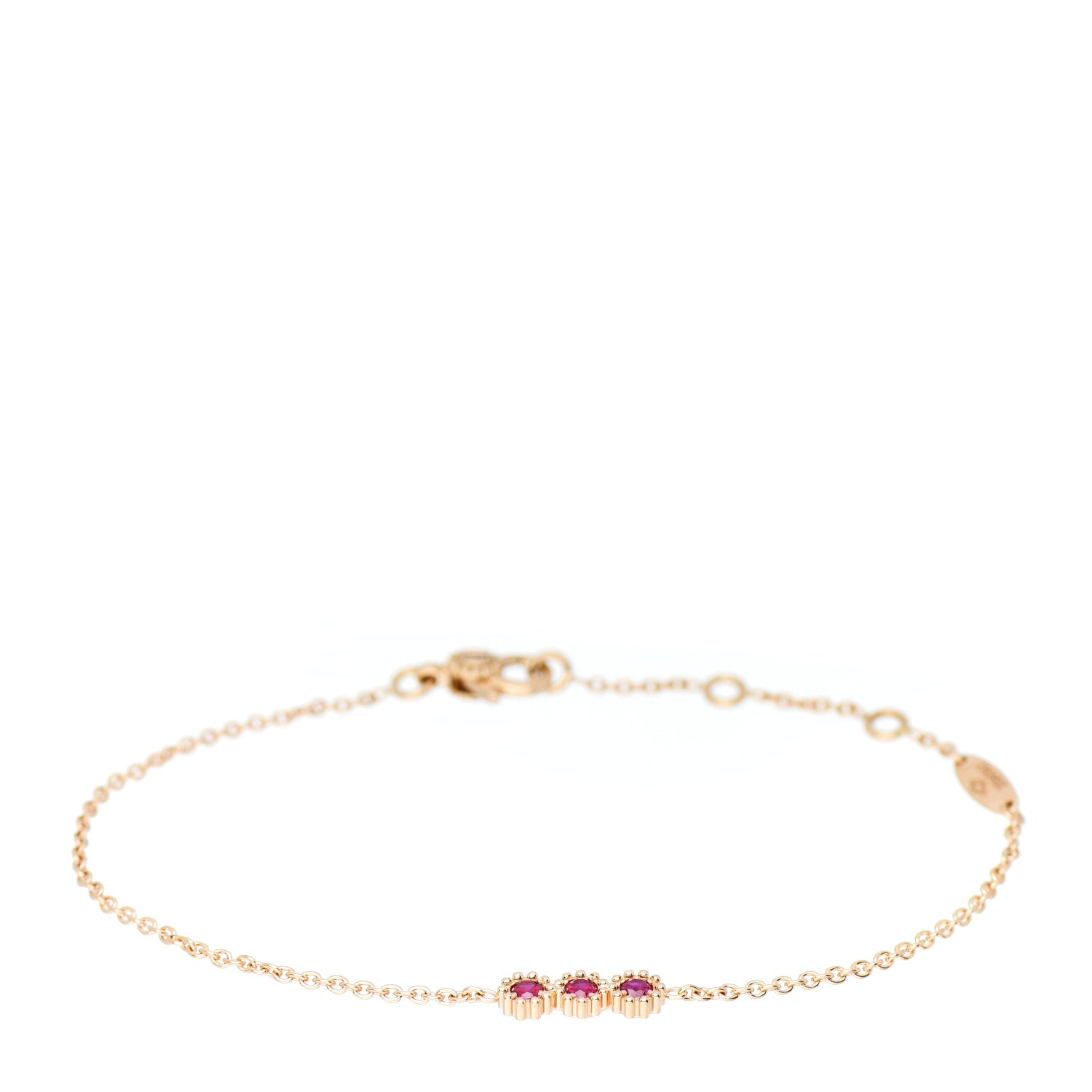 Christian Dior 18K Yellow Gold Ruby Mimirose Pendant Bracelet 1 of 5