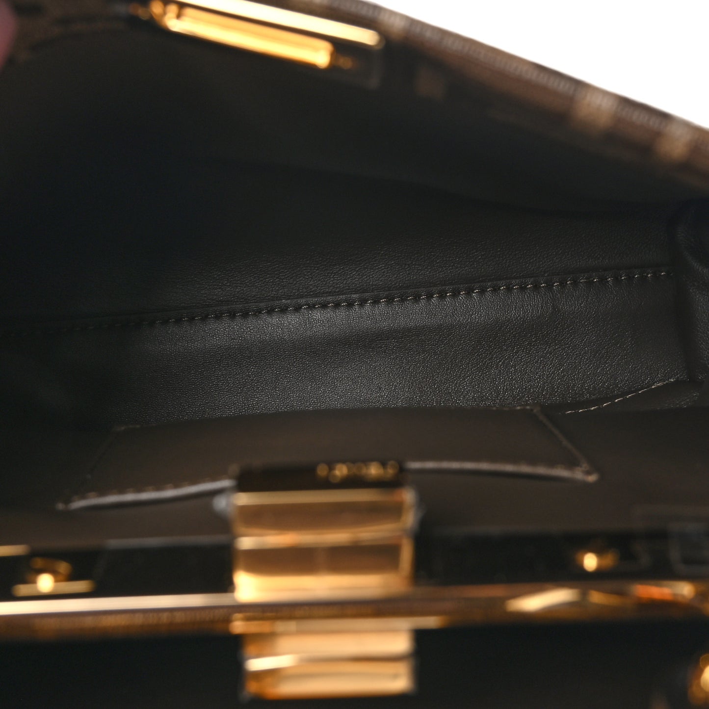 Glazed Fabric Vitello FF 1974 Hairdo Girls Inlay Mini Peekaboo Iconic Satchel Mogano Panna Multicolor