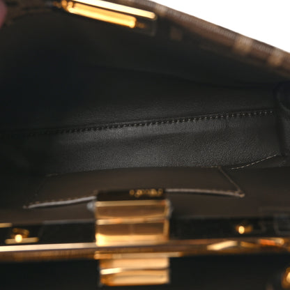 Fendi Glazed Fabric Vitello FF 1974 Hairdo Girls Inlay Mini Peekaboo Iconic Satchel Mogano Panna Multicolor 6 of 10