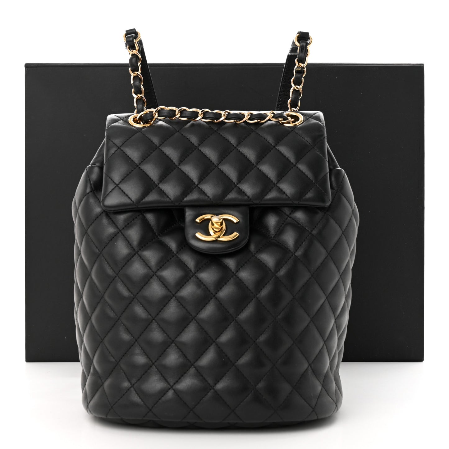 Lambskin Quilted Small Urban Spirit Backpack Black