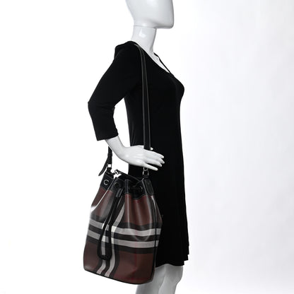 Burberry Mega Check Chesterton Drawstring Bucket Bag Brown Black 3 of 12