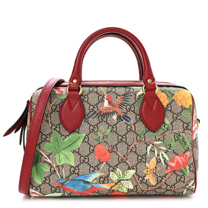 Gucci GG Supreme Monogram Tian Small Boston Beige Multicolor Red 1 of 10
