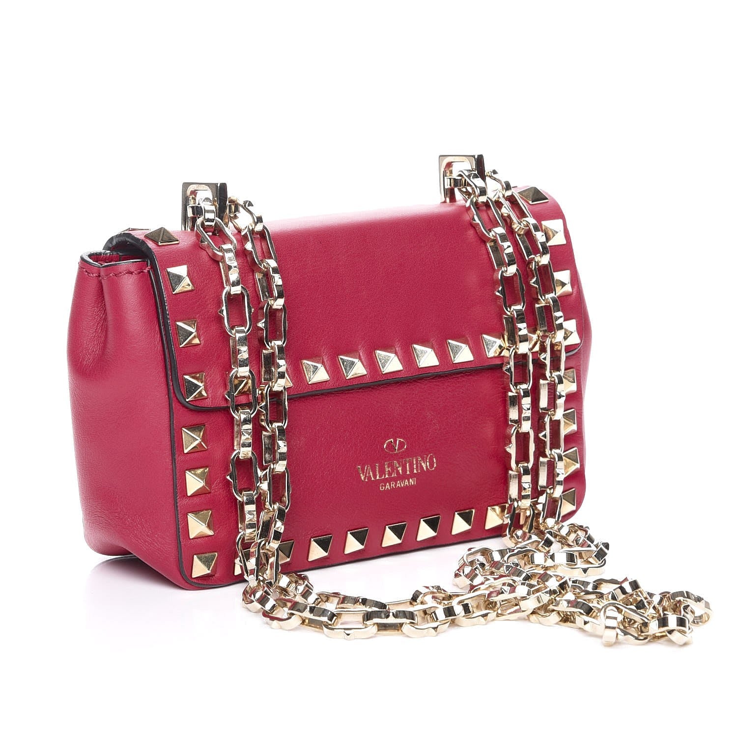Valentino Garavani Vitello Small Rockstud Chain Strap Shoulder Bag Cyclamin 3 of 7